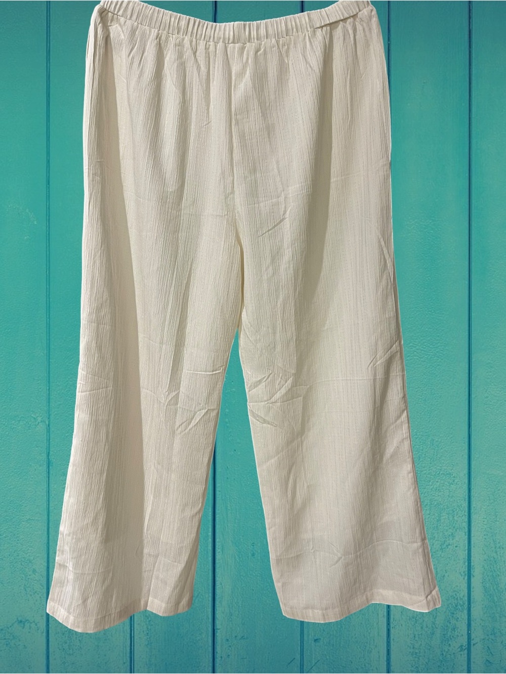 Wide-Leg Lined Cream Women’s Pull-On wide-leg Pants